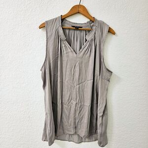 Simply Vera polyester ruffle trim silky dress tank top women size XL medium gray